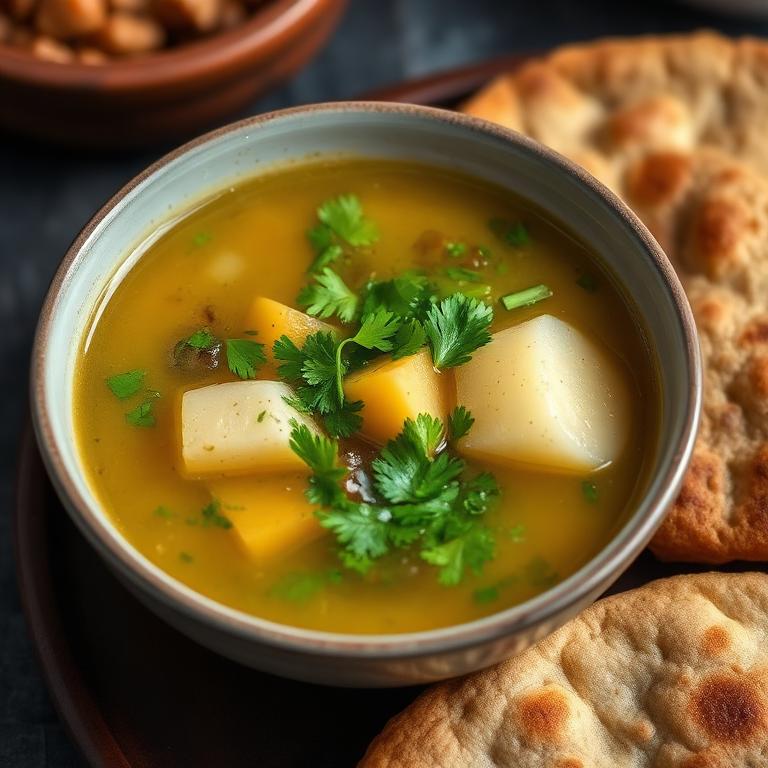 Caldo de pajarilla con arepa